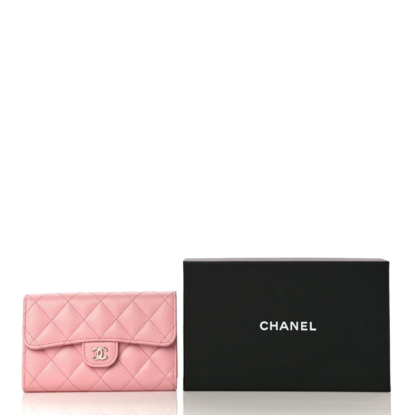 Caviar Quilted Medium Flap Wallet Pink