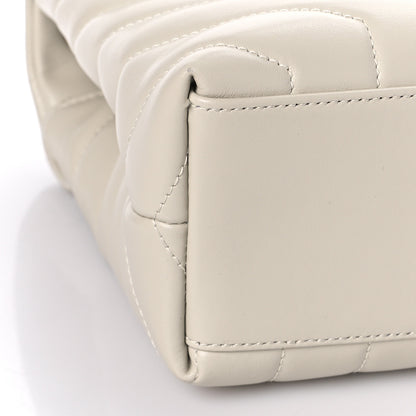 Saint Laurent Calfskin Y Quilted Monogram Small Loulou Chain Satchel Blanc Vintage 7 of 9