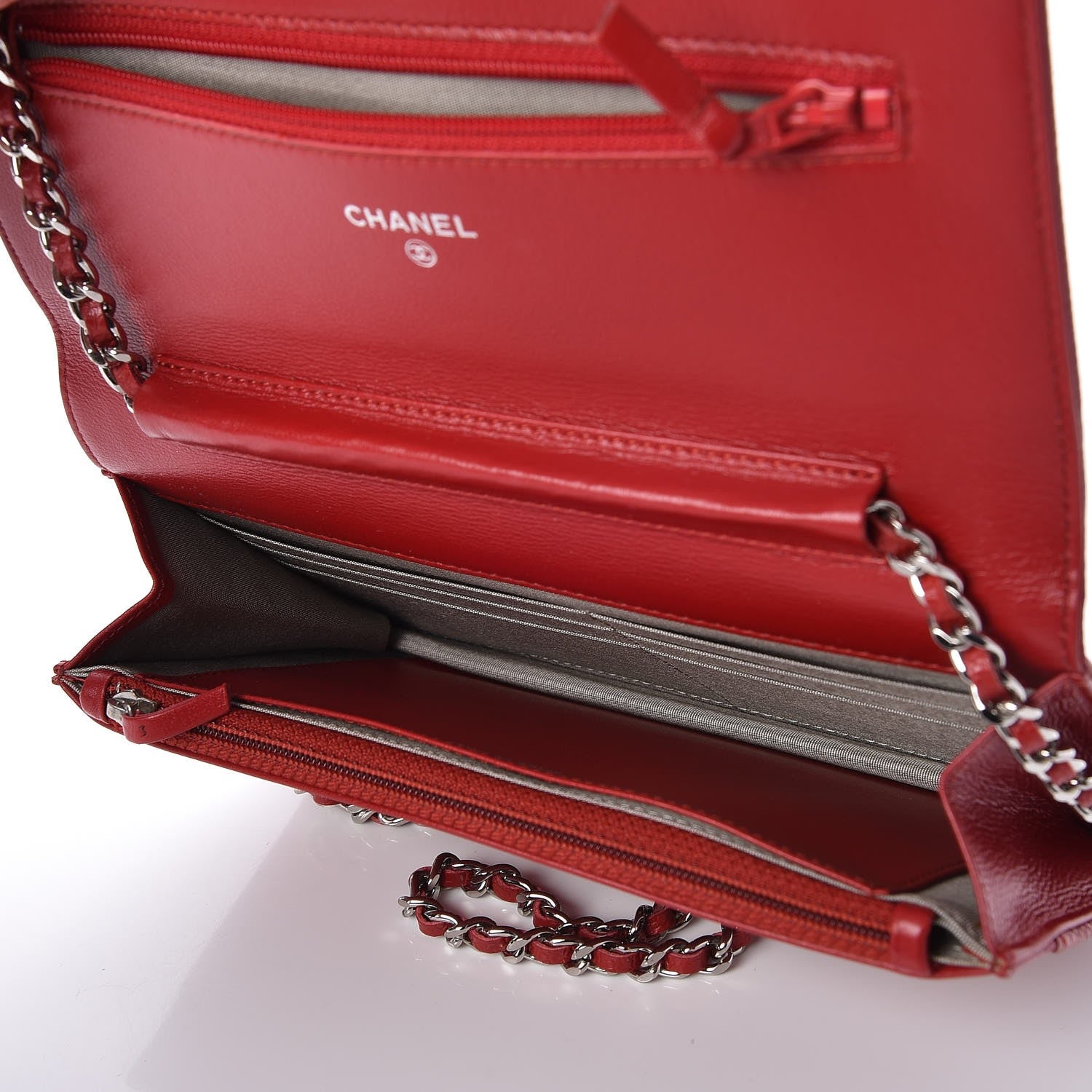Chanel Caviar Timeless CC Wallet On Chain WOC Red 5 of 9