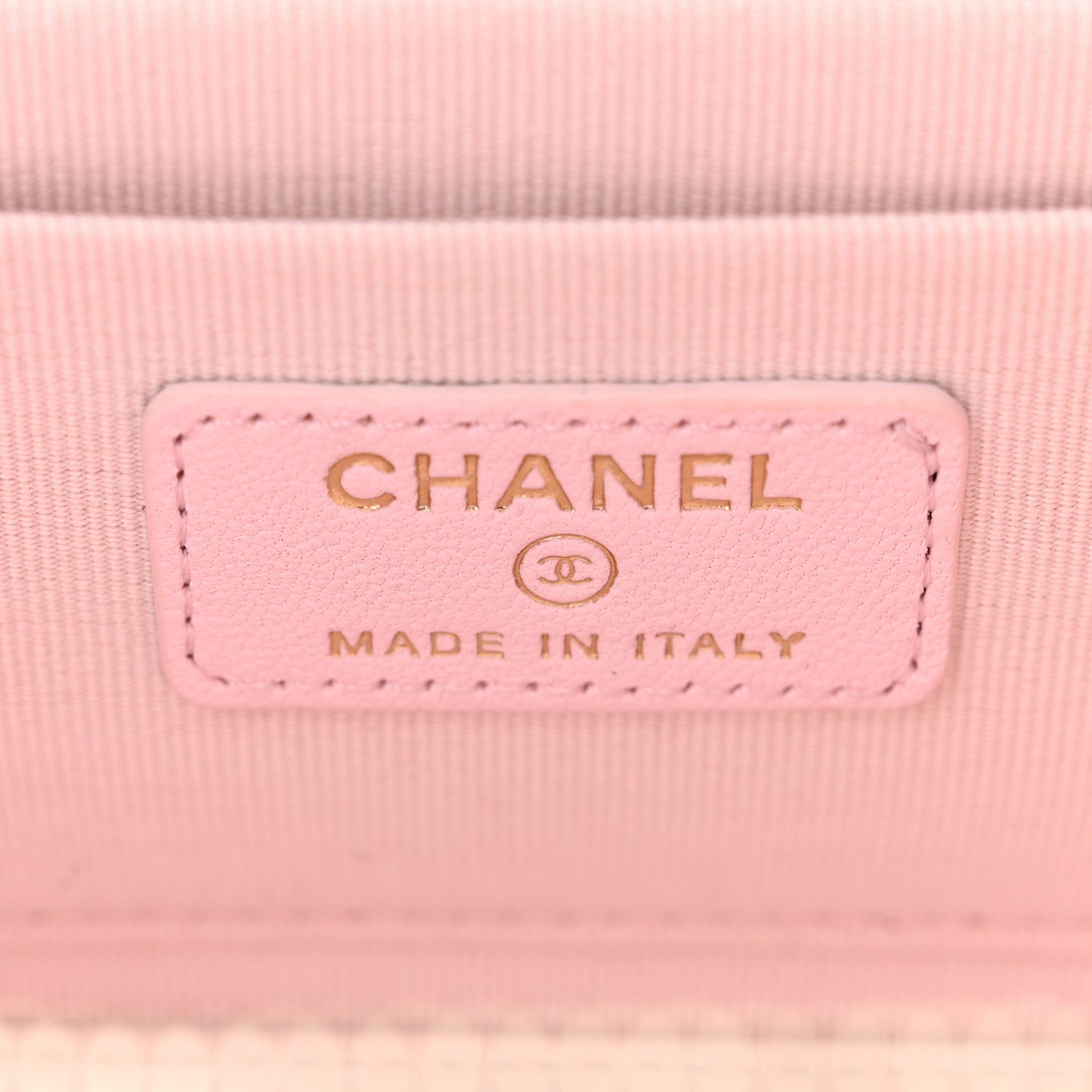 Lambskin Quilted Small Top Handle Vanity Case With Chain Light Pink