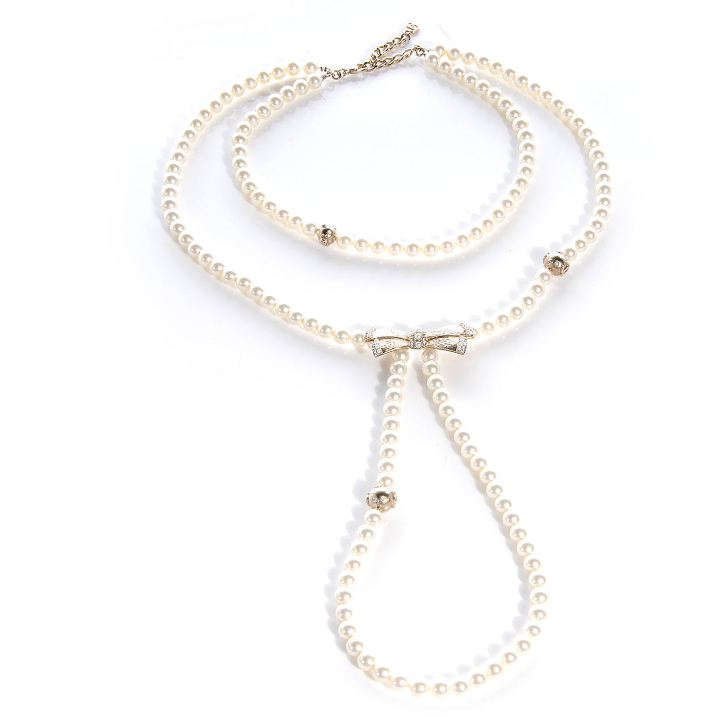 Pearl Bow Long Necklace