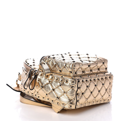 Valentino Garavani Metallic Lambskin Quilted Mini Rockstud Spike Backpack Mekong 4 of 9