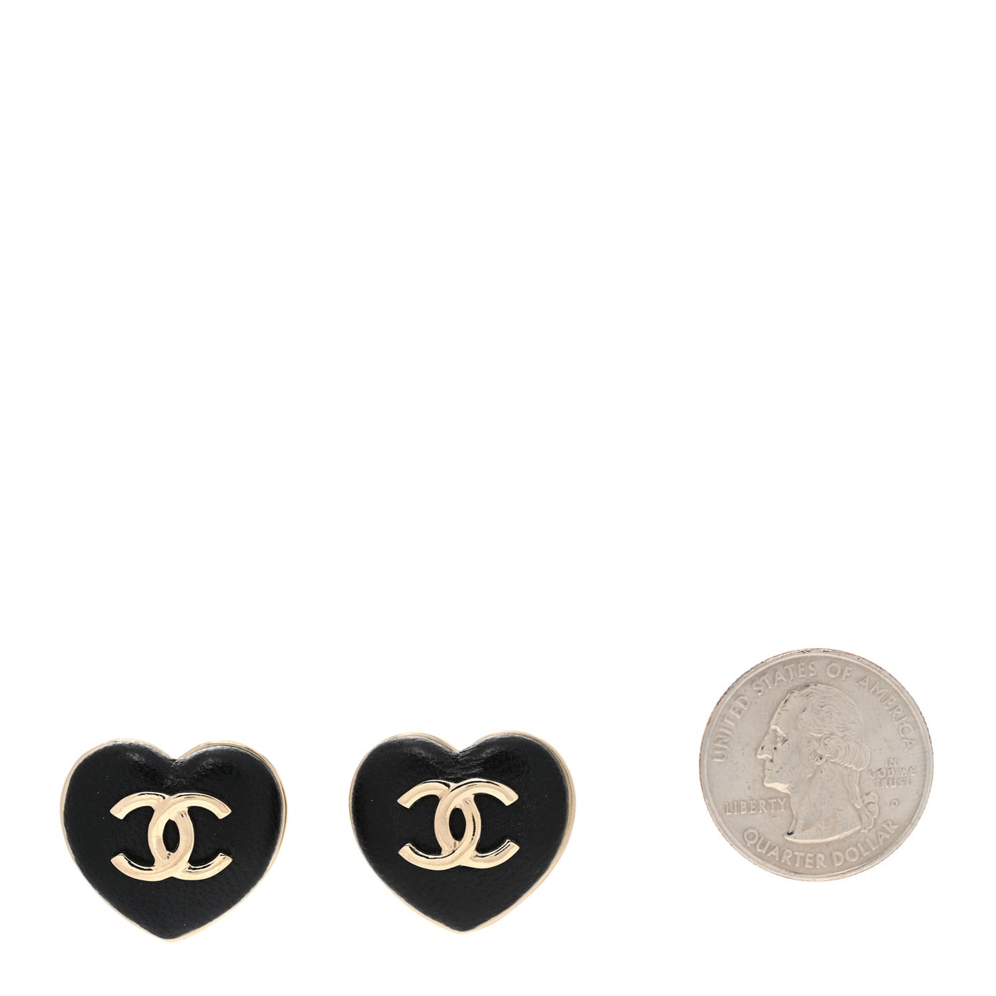Lambskin CC Heart Earrings Black Gold