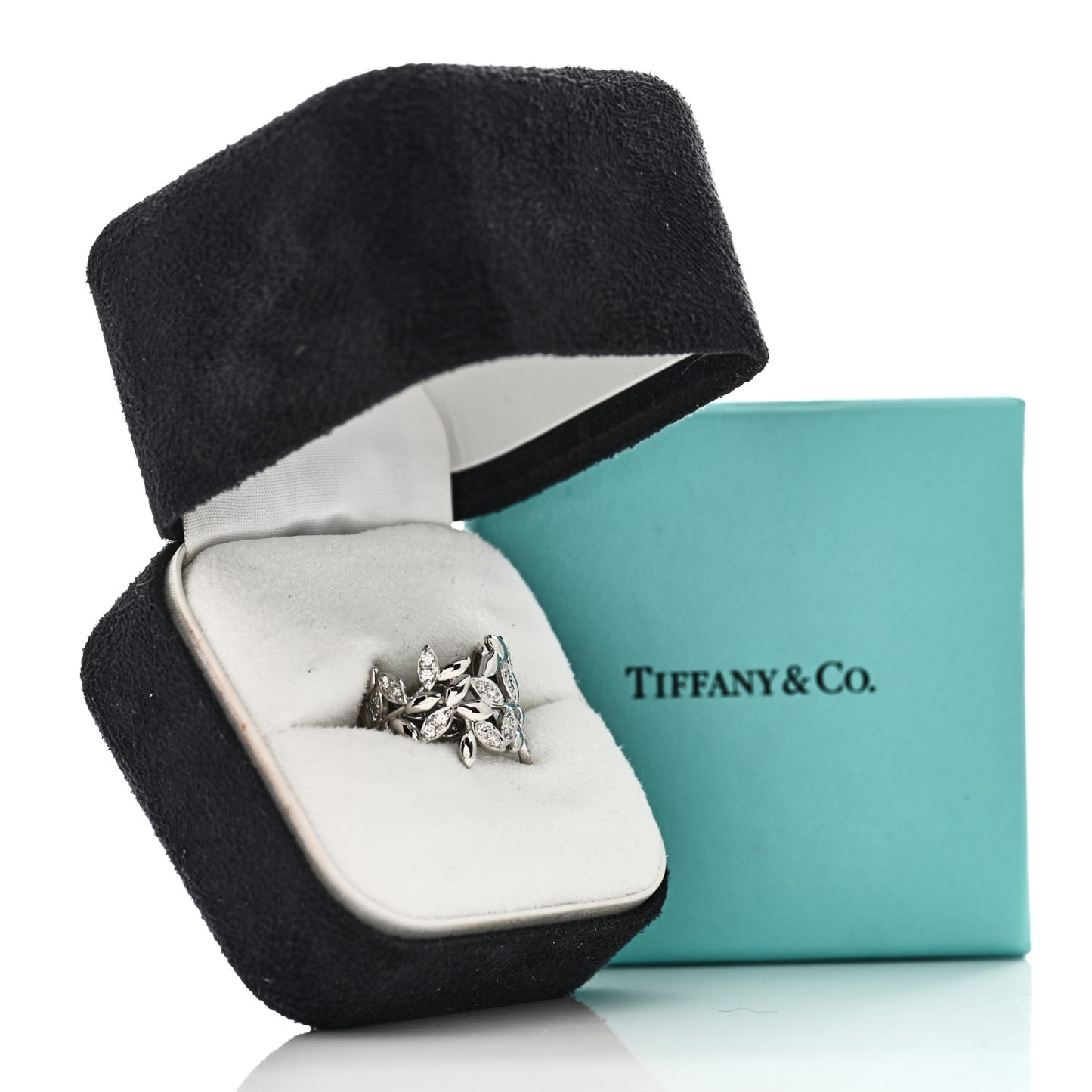 18K White Gold Diamond Paloma Picasso Olive Leaf Band Ring 49 5