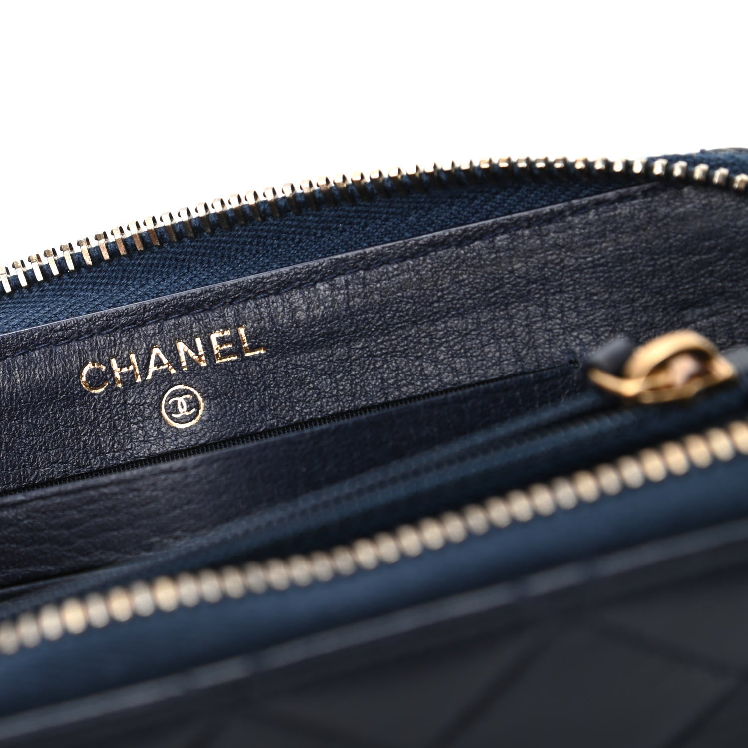 Chanel Calfskin Quilted Small Zip Around Wallet Navy 6 of 9