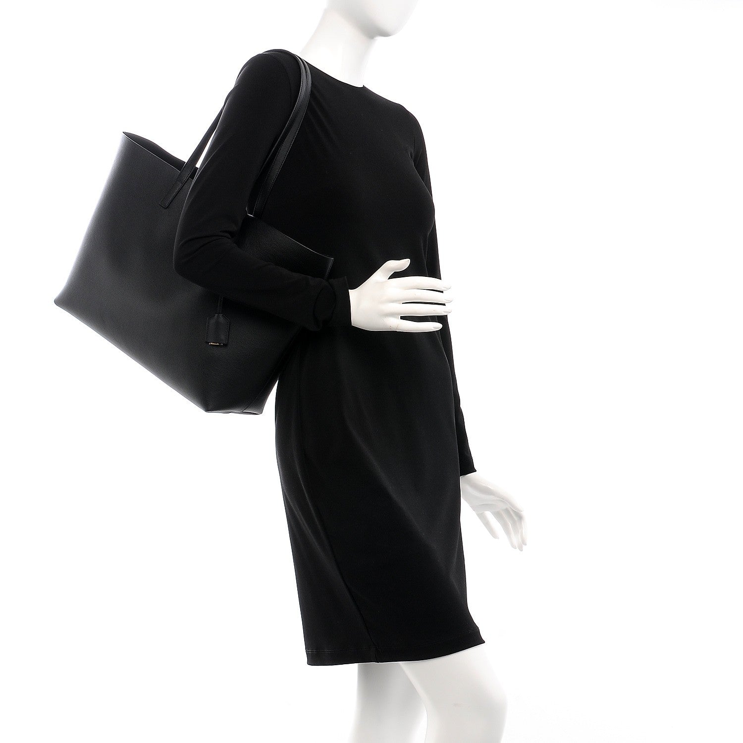 Saint Laurent Calfskin Large Shopping Tote Black 2 of 9