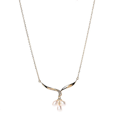 Mikimoto 18K Yellow Gold Diamond Akoya Pearl Drop Pendant Necklace 1 of 6