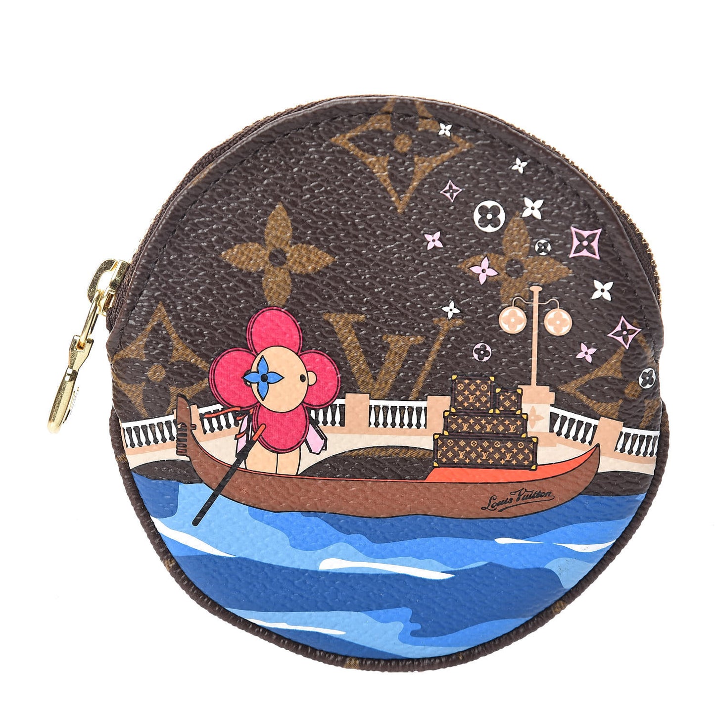 Monogram 2019 Christmas Animation Round Coin Purse Blue