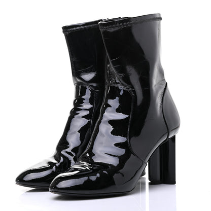 Louis Vuitton Patent Silhouette Ankle Boots 38.5 Black 3 of 11