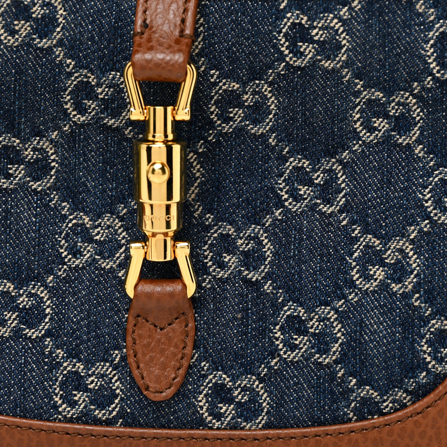 New Denim GG Monogram Calfskin Mini Jackie 1961 Hobo Blue Tea Cuir