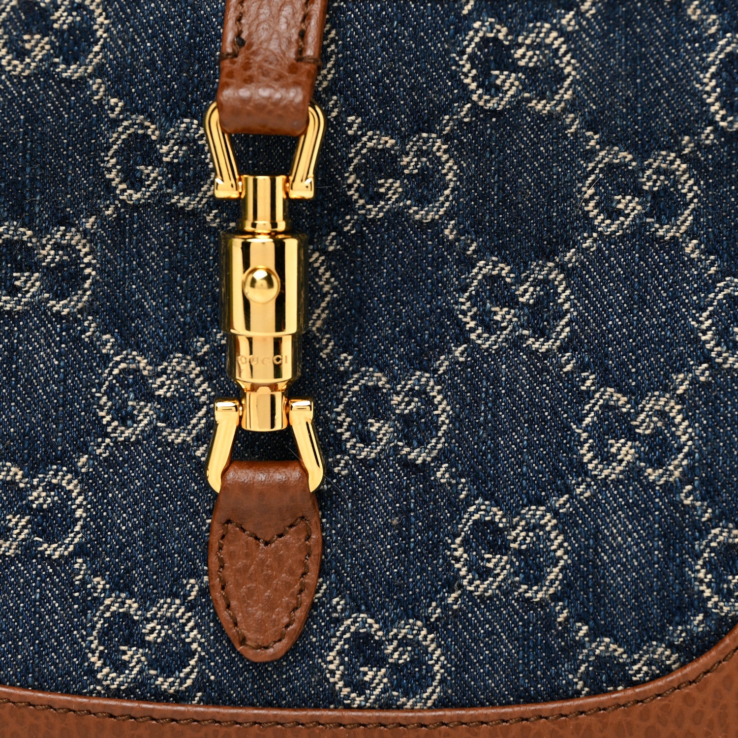 Gucci New Denim GG Monogram Calfskin Mini Jackie 1961 Hobo Blue Tea Cuir 8 of 11