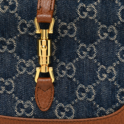 Gucci New Denim GG Monogram Calfskin Mini Jackie 1961 Hobo Blue Tea Cuir 8 of 11