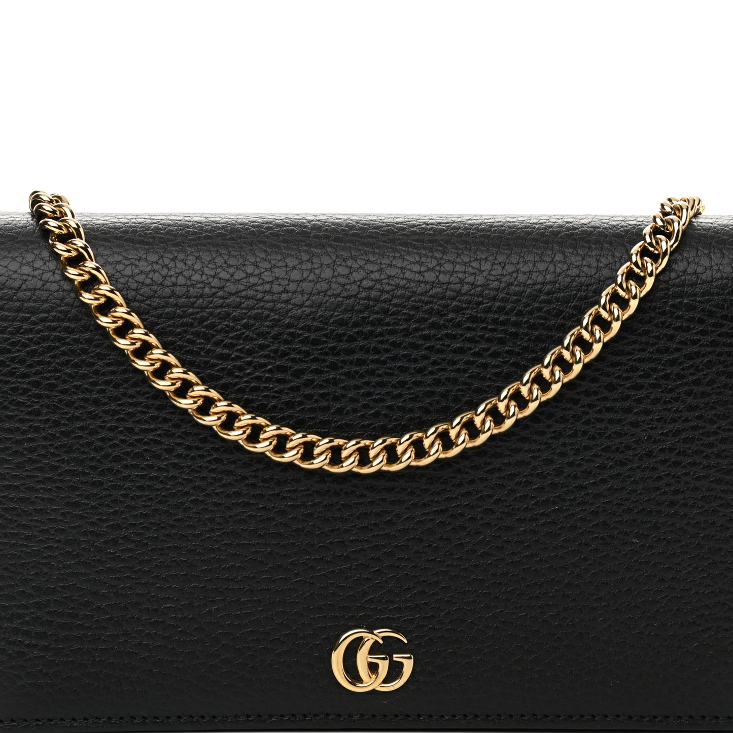 Calfskin Mini GG Marmont Chain Wallet Black
