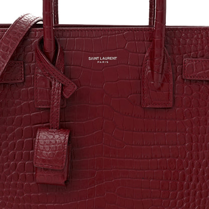 Saint Laurent Calfskin Crocodile Embossed Baby Sac De Jour Red 7 of 10