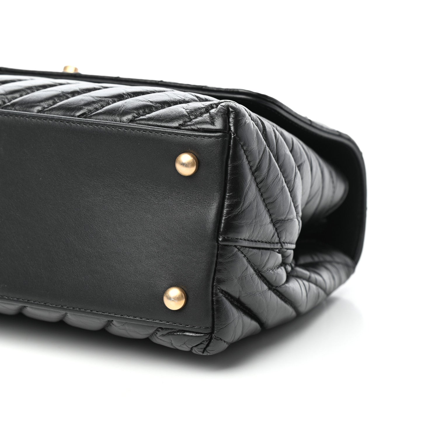 Chanel Aged Calfskin Chevron Quilted Small Coco Handle Flap Black 9 of 10