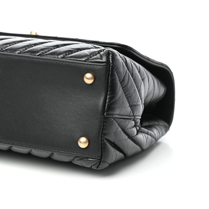 Chanel Aged Calfskin Chevron Quilted Small Coco Handle Flap Black 9 of 10