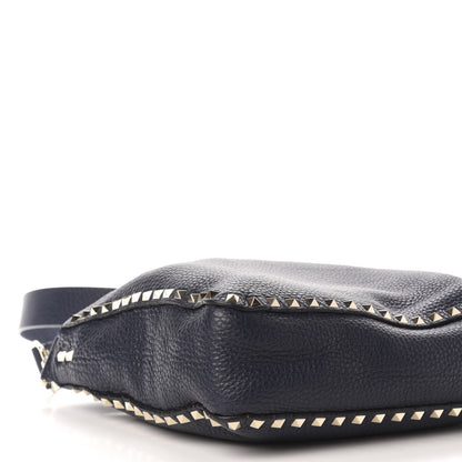 Valentino Garavani Pebbled Calfskin Small Rockstud Flip-Lock Messenger Bag Marine 7 of 10