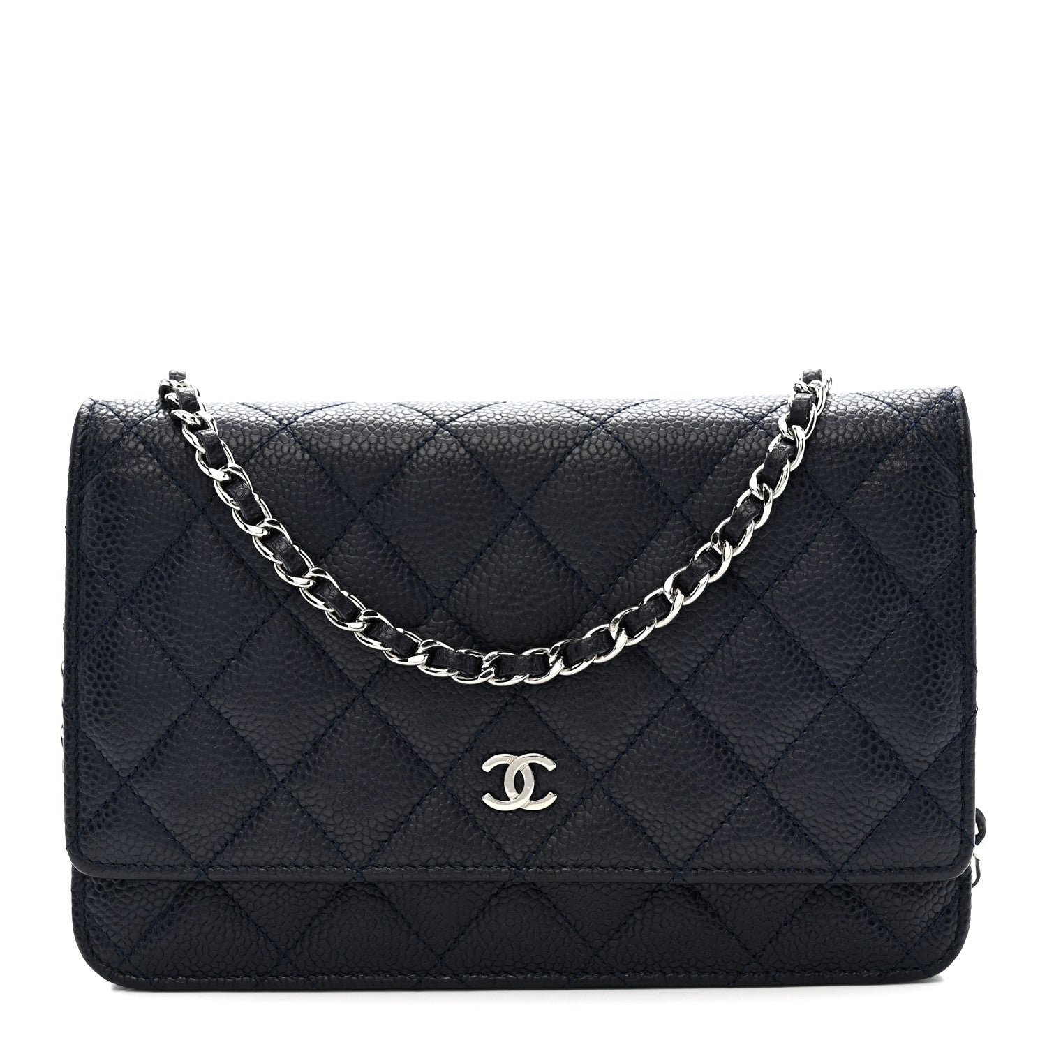Chanel Caviar Quilted Wallet on Chain WOC Navy Blue 1 of 11