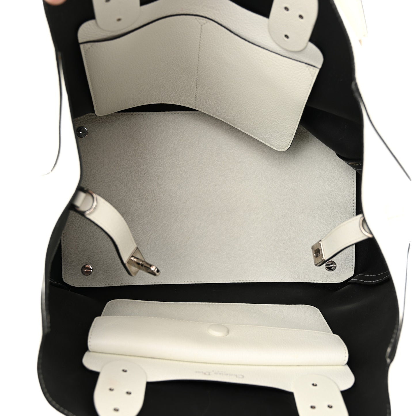 Supple Grained Calfskin Open Bar Tote White
