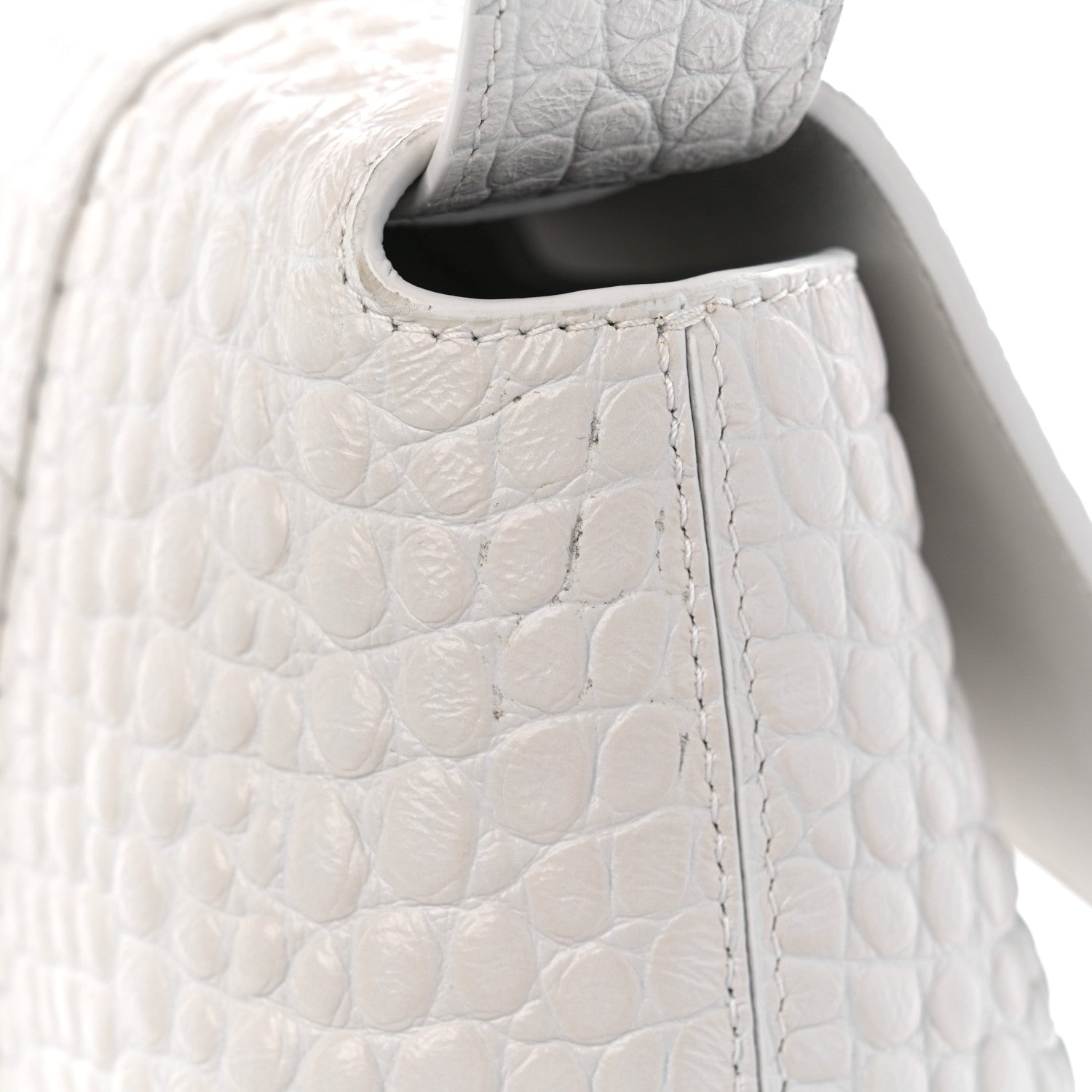 Balenciaga Extra Supple Calfskin Crocodile Embossed M Downtown Shoulder Bag White 14 of 14