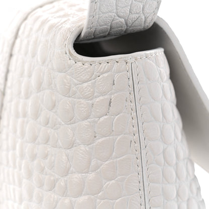 Balenciaga Extra Supple Calfskin Crocodile Embossed M Downtown Shoulder Bag White 14 of 14