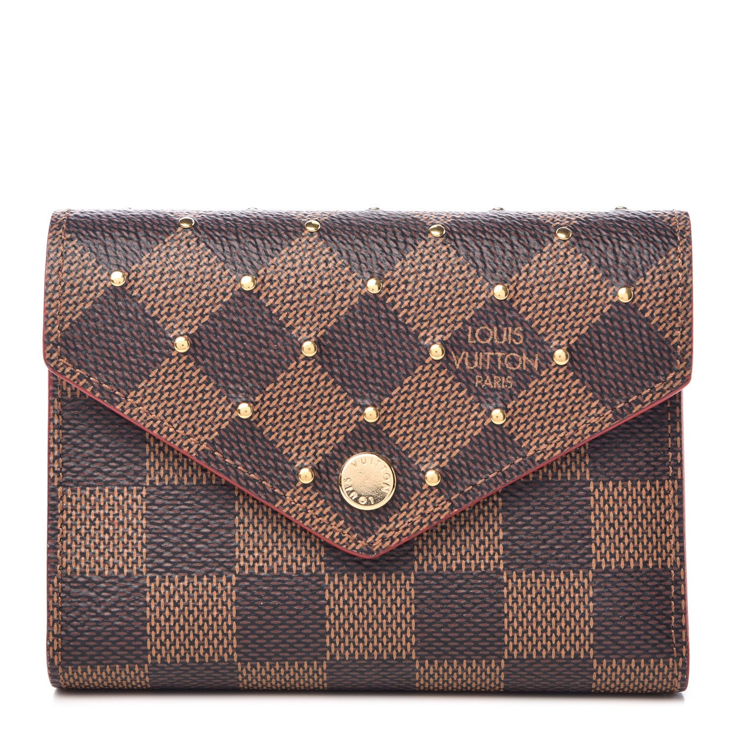 Damier Ebene Studded Victorine Wallet Cherry