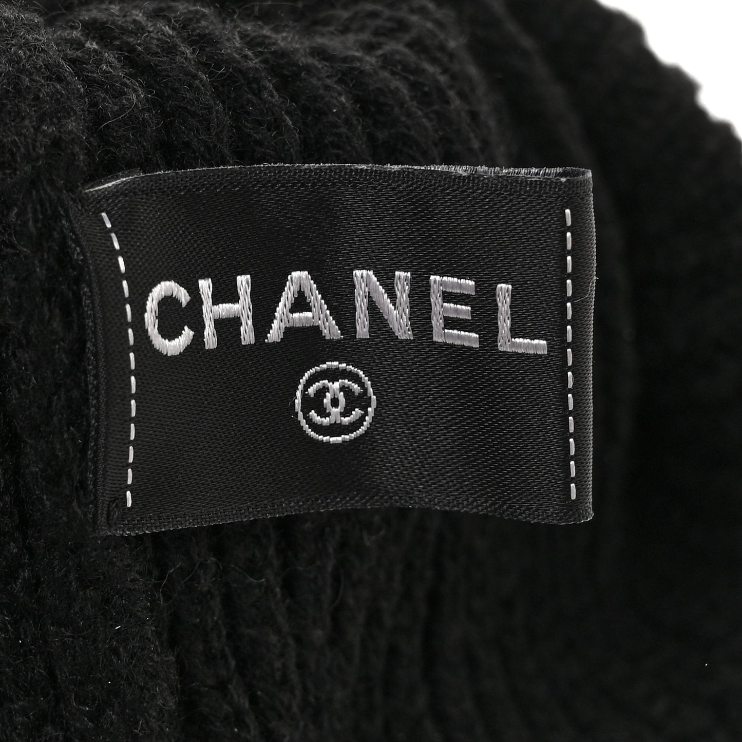 Cashmere Sequin Logo Beanie Hat Black Gold
