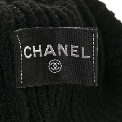 Chanel Cashmere Sequin Logo Beanie Hat Black Gold 6 of 7