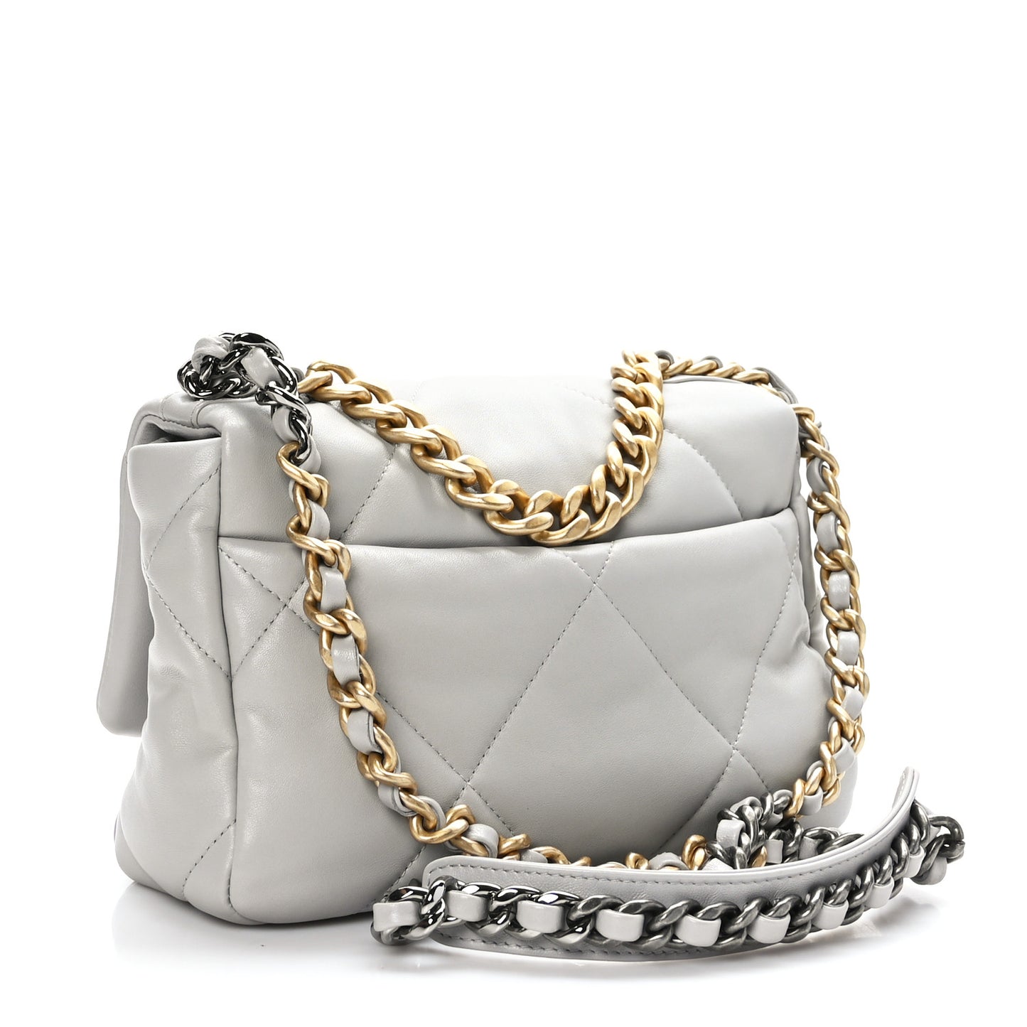 Goatskin Quilted Medium Chanel 19 Flap Grey