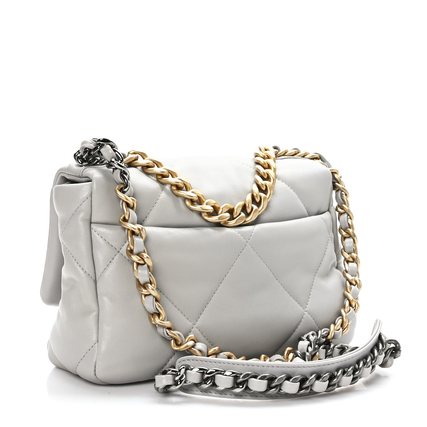 Chanel Goatskin Quilted Medium Chanel 19 Flap Grey 3 of 9