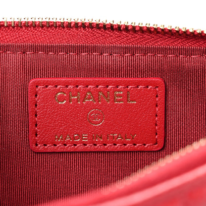 Chanel Caviar Camellia Embossed Classic Flat Wallet Pouch Red 6 of 9