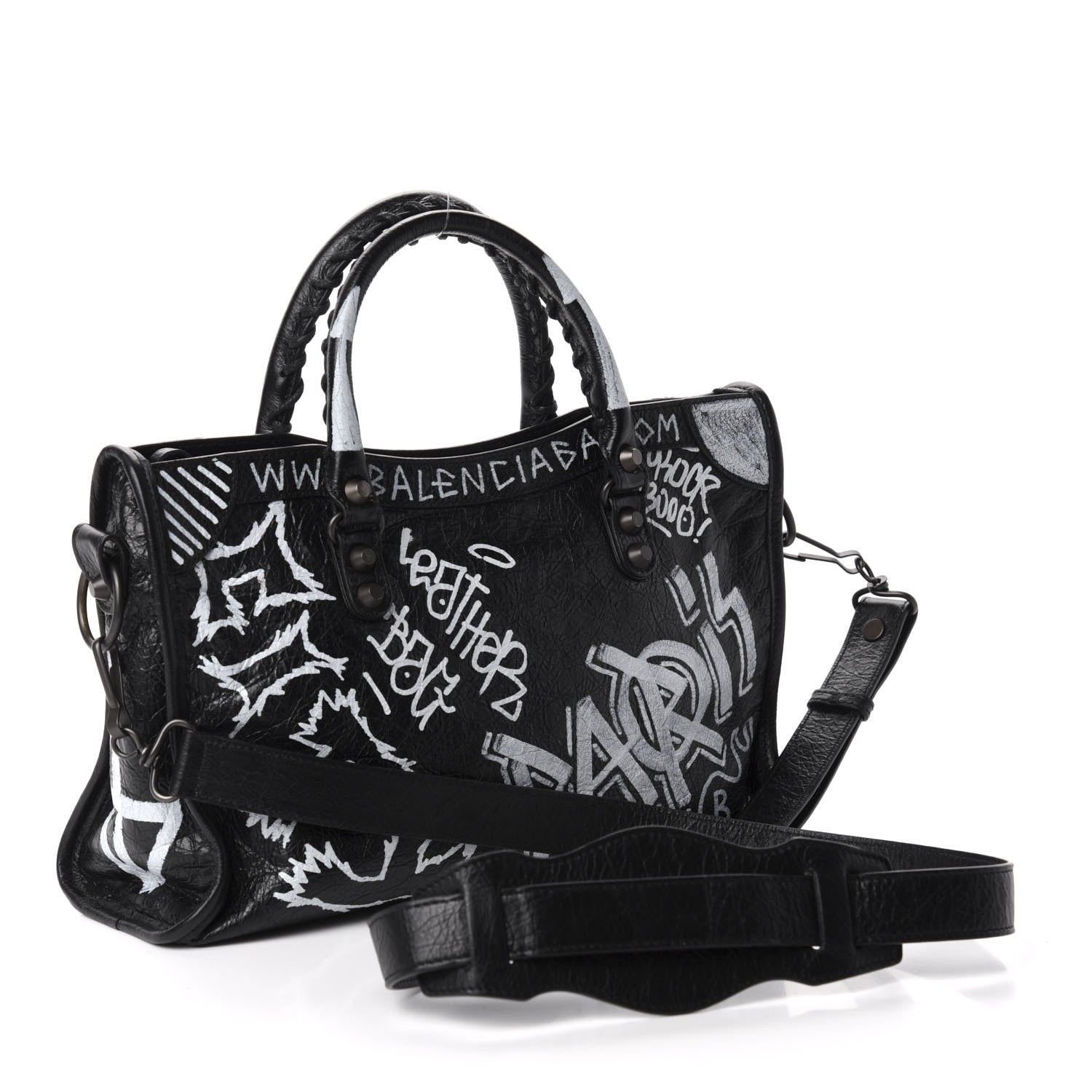 Balenciaga Agneau Classic Hardware Graffiti All Over S City Black 4 of 11