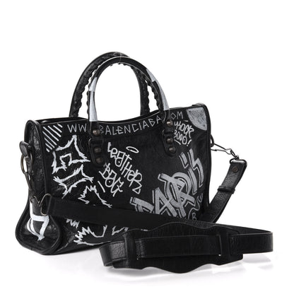 Balenciaga Agneau Classic Hardware Graffiti All Over S City Black 4 of 11