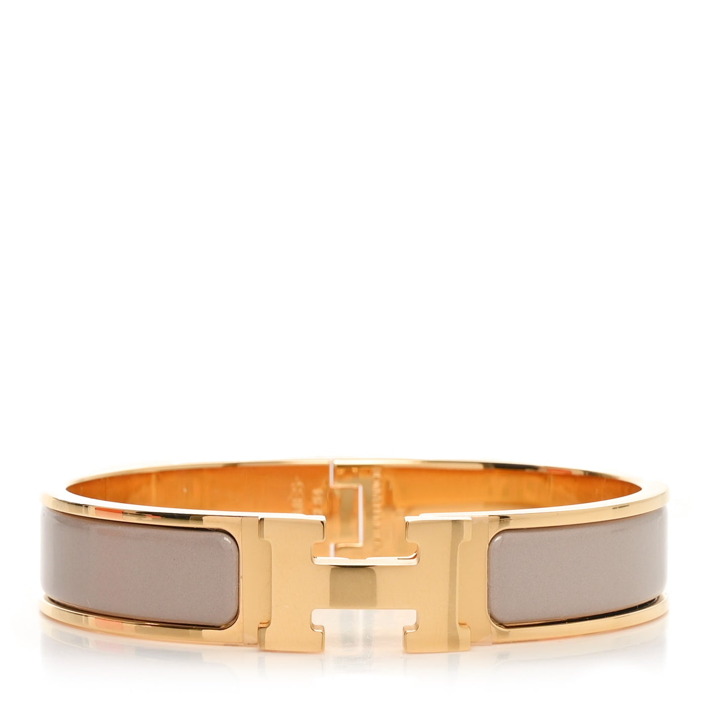 Enamel Narrow Clic Clac H Bracelet PM Marron Glace