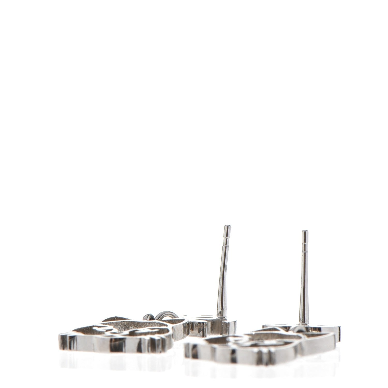 Chanel Crystal Emoji Choupette Cat CC Earrings Silver 3 of 6