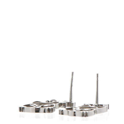 Chanel Crystal Emoji Choupette Cat CC Earrings Silver 3 of 6