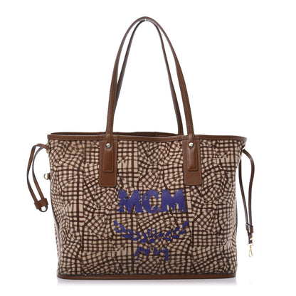 MCM Visetos Medium Liz Reversible Shopper Tote Cognac 9 of 15