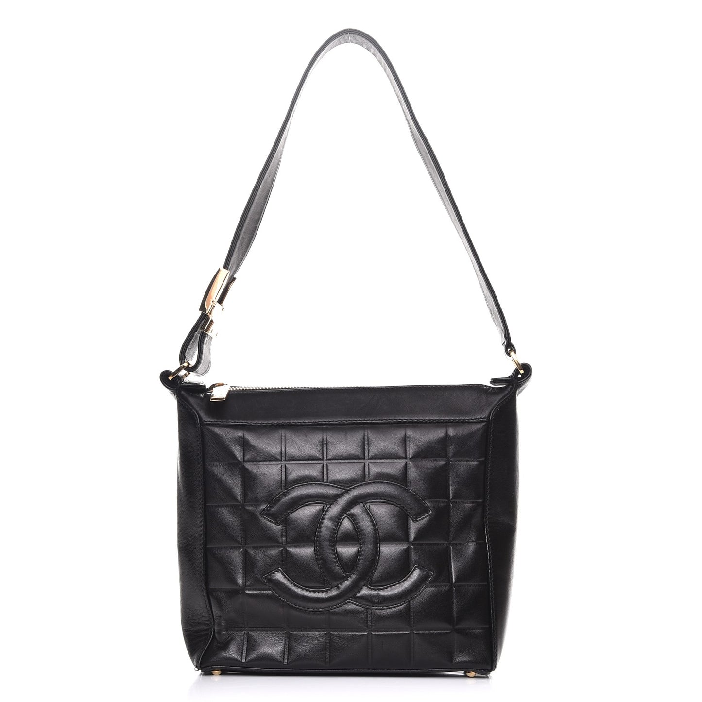 Lambskin Quilted Small Chocolate Bar Shoulder Bag Black