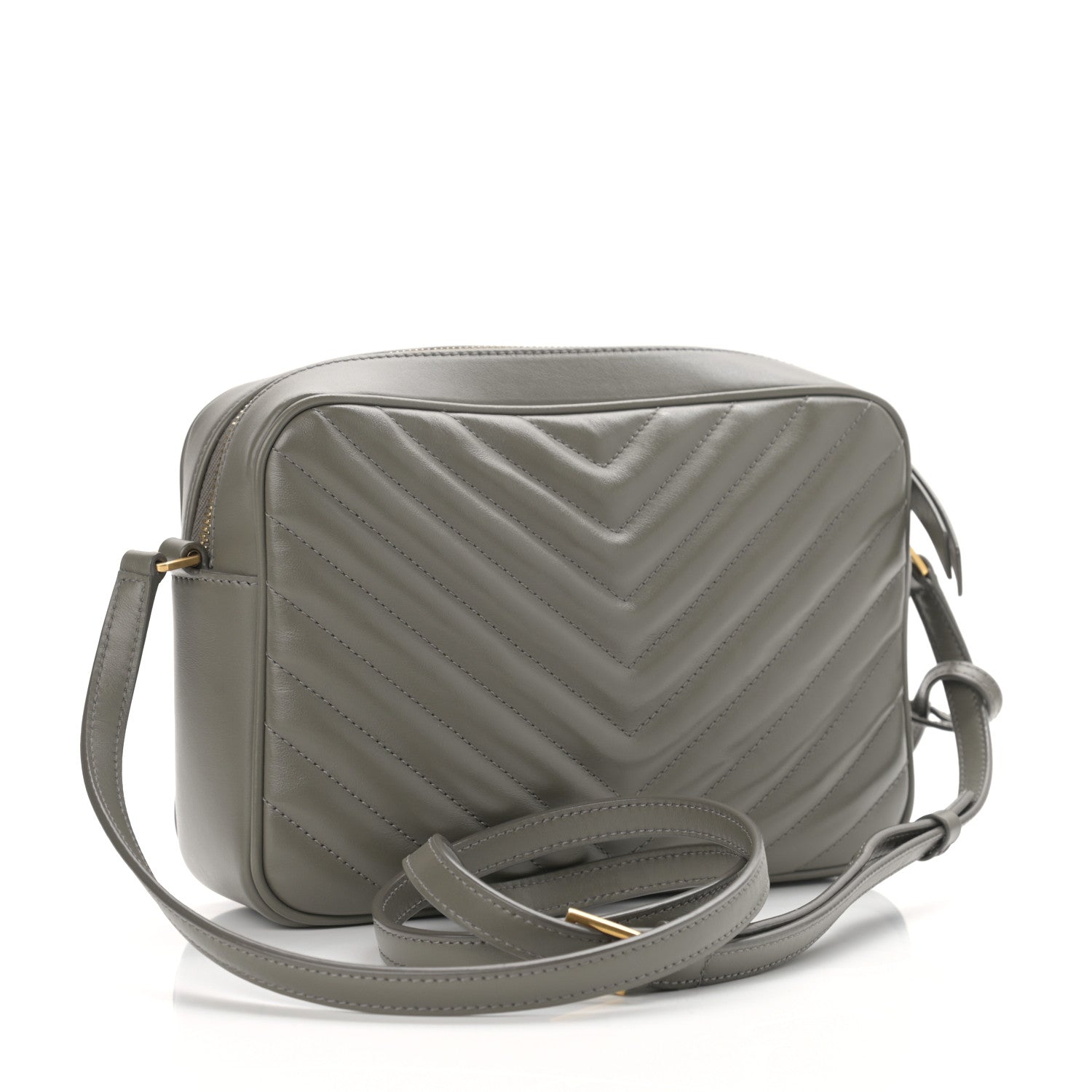 Saint Laurent Calfskin Matelasse Monogram Lou Camera Bag Grey Kaki 3 of 10