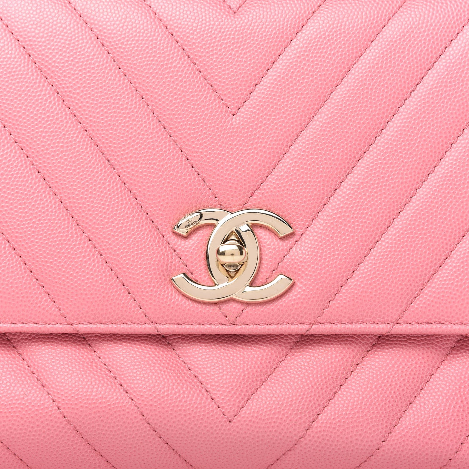 Chanel Caviar Chevron Quilted Small Coco Handle Flap Pink 10 of 10