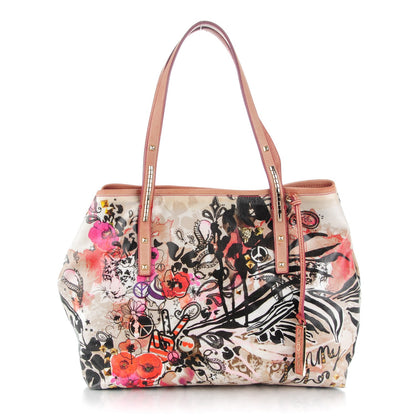 Jimmy Choo Glazed Canvas Printed Scarlet Tote Multicolor 1 of 9