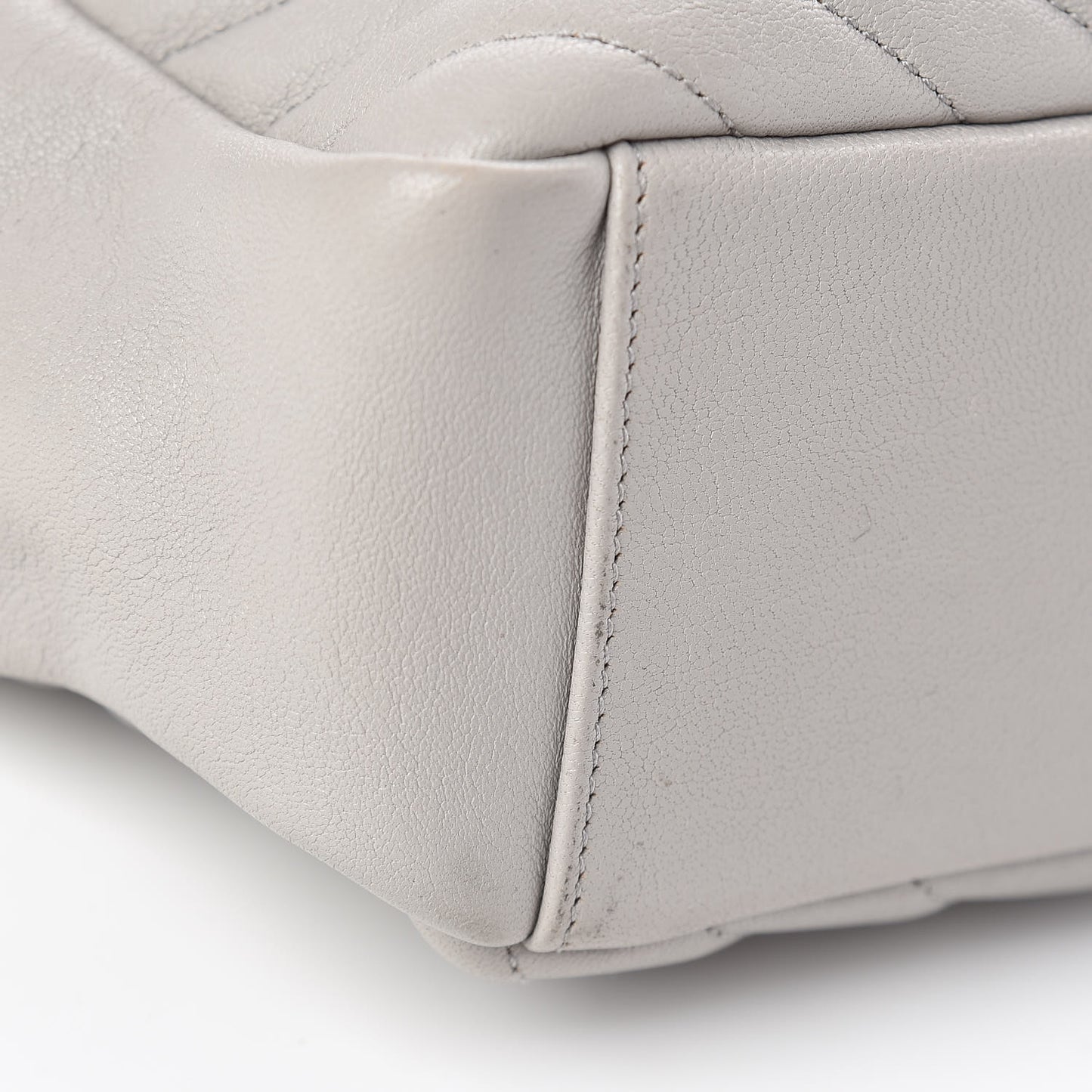 Sheepskin Matelasse Chevron Monogram Large College Satchel Light Grey