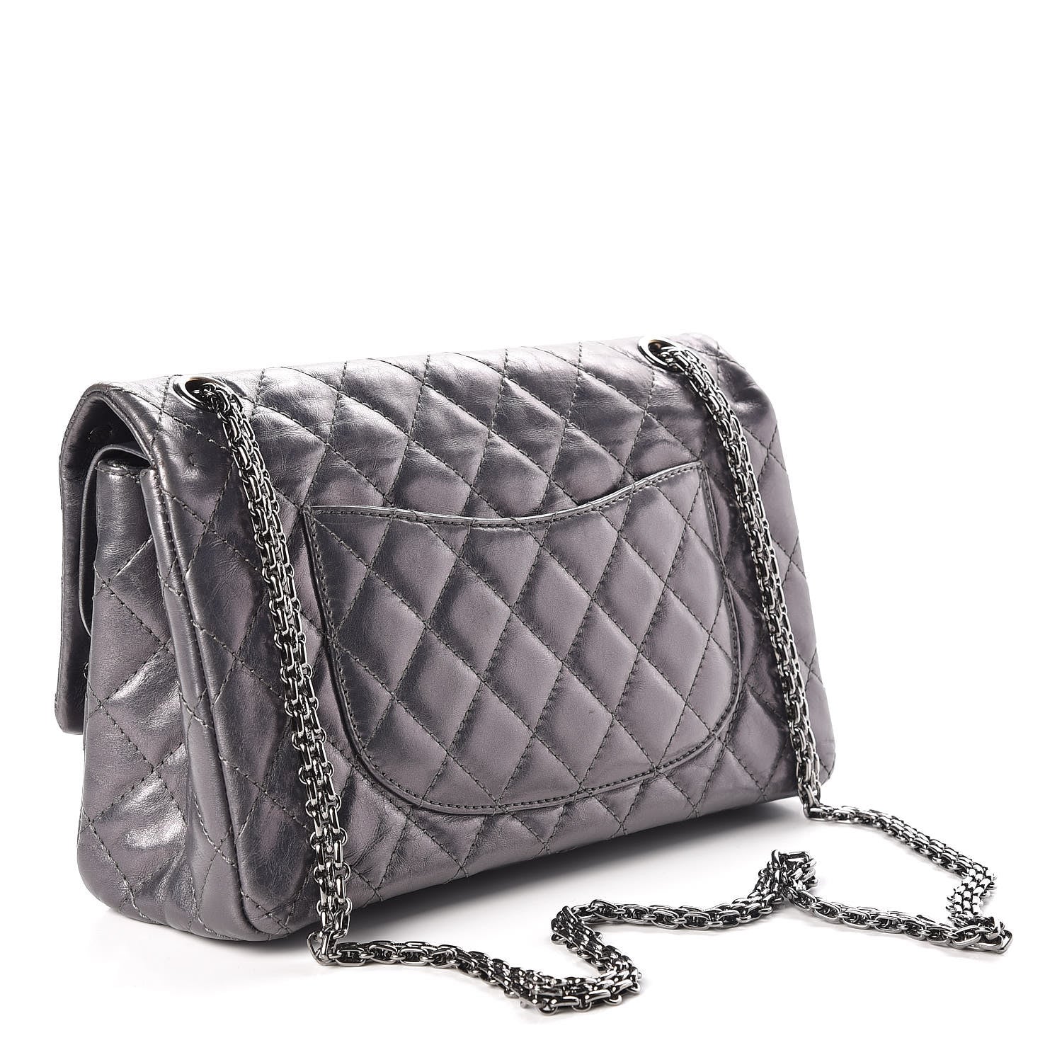 Chanel Metallic Aged Calfskin Quilted Studded 2.55 Reissue 226 Flap Dark Silver 3 of 7