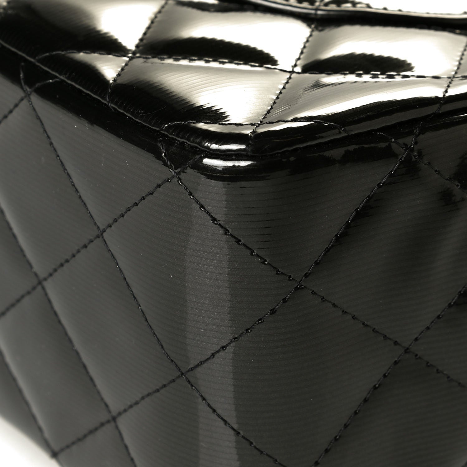 Chanel Striated Patent Quilted Jumbo Double Flap Dark Gray 7 of 8