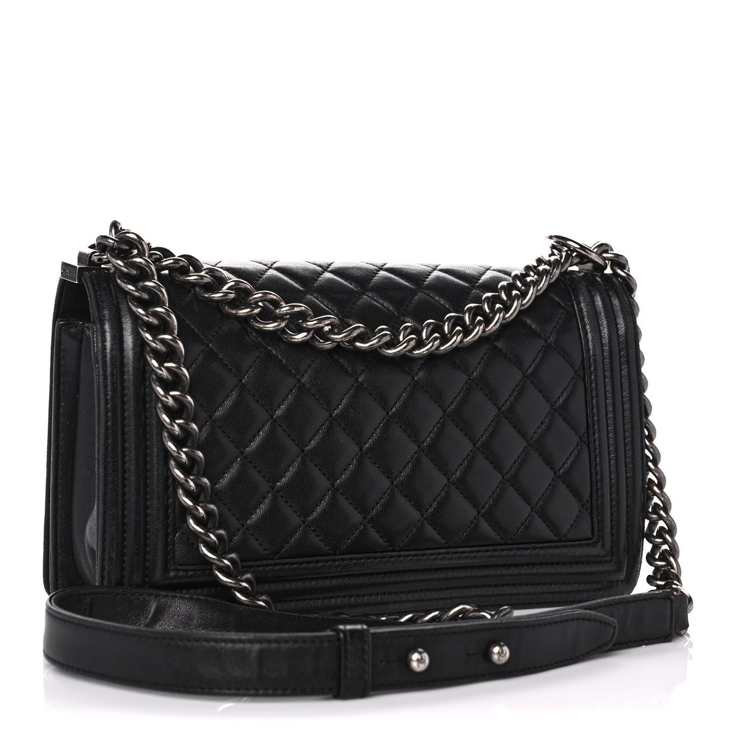 Lambskin Quilted Medium Boy Flap Black