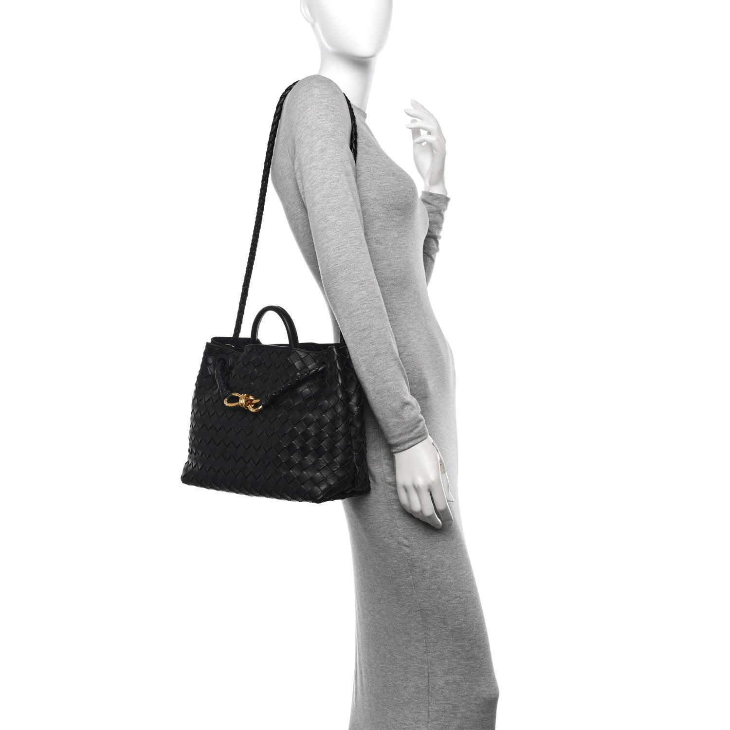 Bottega Veneta Nappa Intrecciato Medium Andiamo Shoulder Bag Black 2 of 9
