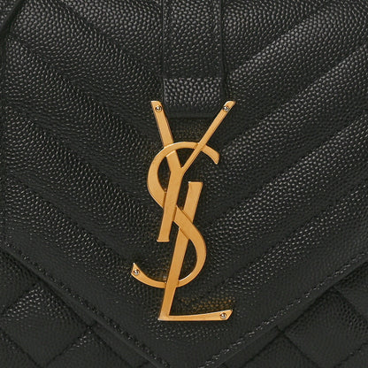 Saint Laurent Grain De Poudre Textured Mixed Matelasse Triquilt Small Monogram Satchel Black 8 of 10