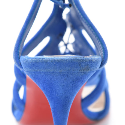 Christian Louboutin Suede Amazoulo 100 Lace Up Sandals 35 Electric 15 of 16