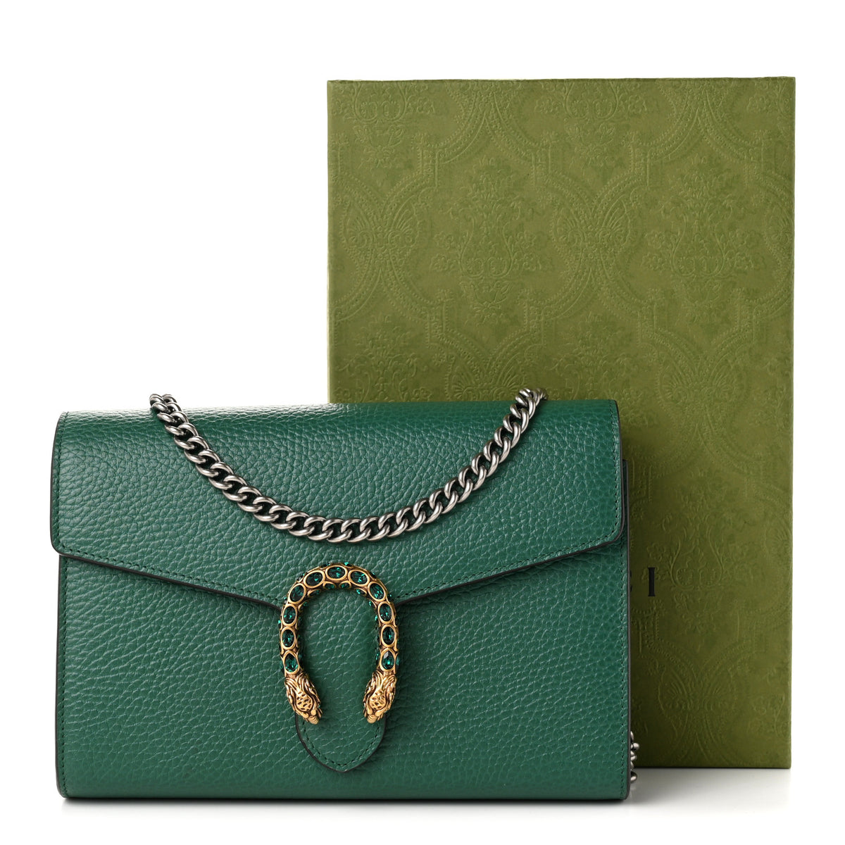 Gucci Calfskin Mini Dionysus Chain Wallet Emerald 11 of 11