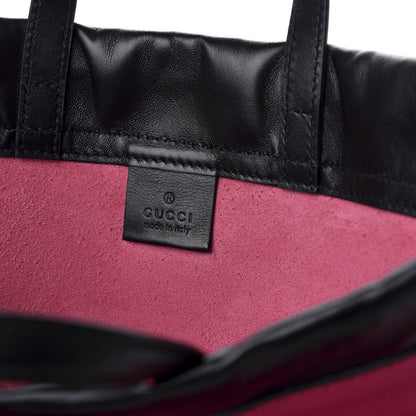 Gucci Grained Calfskin Logo Drawstring Backpack Box Pink Green Black 6 of 9